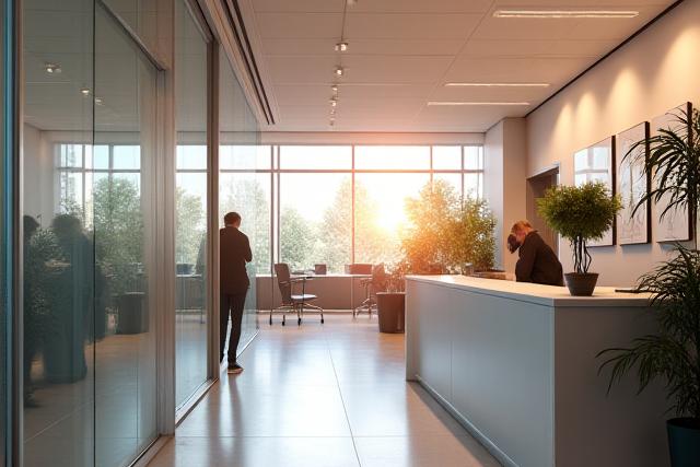 Imagen de una oficina moderna y limpia ideal para la gestión de servicios técnicos, con detalles que sugieren organización y profesionalismo.